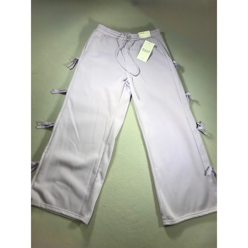 Cult Favorite Lavender Wide Leg Sweatpants with Side Bow Details Purple Large